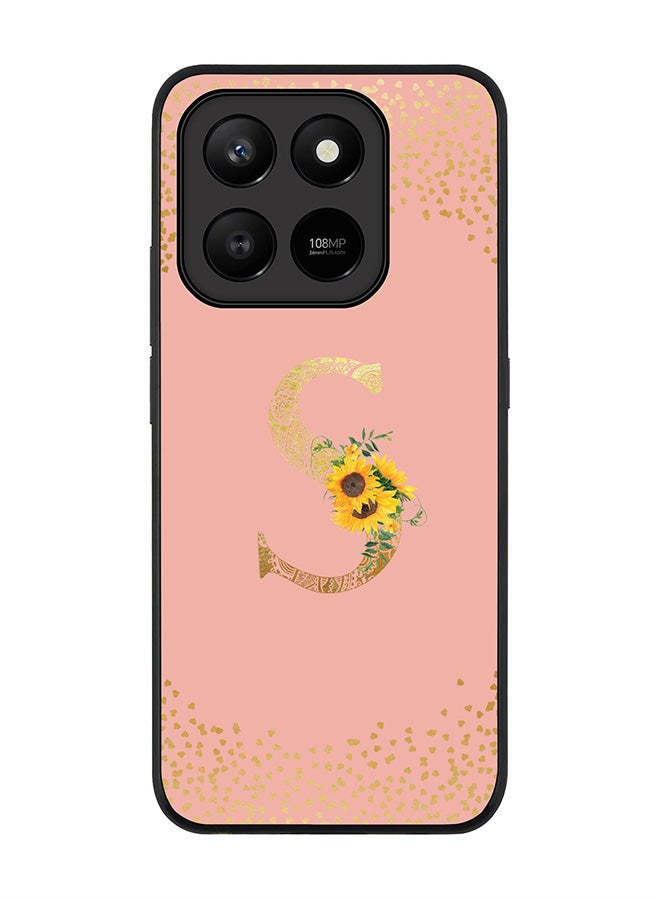 For Honor X7d 4G / X7d 5G / 400 Smart Case,Slim fit Camera Protection, Shockproof Thin Phone cover  - Custom Floral Monogram - S  (Rose Pink )